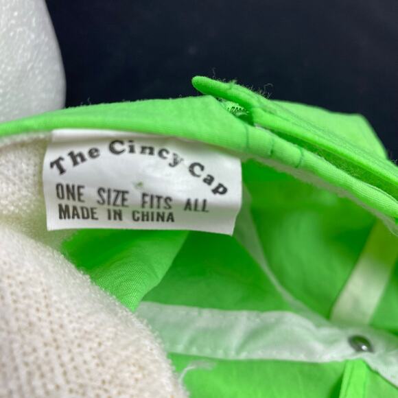 Neon Green Thunder Party Hat Cap Fast Boats Hot Wings Cold Beer Hook N Loop - Picture 5 of 6